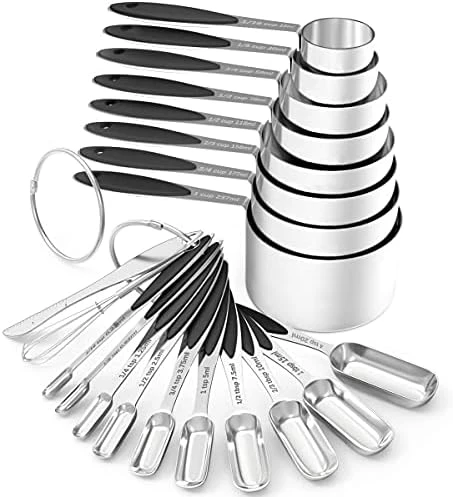 Measuring Cups And Measuring Spoons Set, Wildone Stainless Steel 8 Measuring Cups, 10 Measuring Spoons, 1 Leveler 1 Whisk & 5 Mini Spoons, For Dry And Liquid Ingredient - 25 Piece Multicolor 9 Measuring Cups And Measuring Spoons Set, Wildone Stainless Steel 8 Measuring Cups, 10 Measuring Spoons, 1 Leveler 1 Whisk & 5 Mini Spoons, For Dry And Liquid Ingredient - 25 Piece Multicolor - Image 9