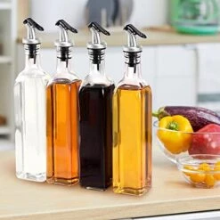 Olive Oil Bottle Dispenser, 6 Pack 17oz / 500ml Glass Oil And Vinegar Dispenser, Oil Bottles For Kitchen With Airtight Nozzle Plug & Pouring Spouts -Peugeot Shop 510xtLxN5WL