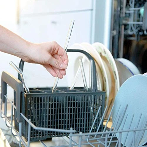 ALM Glass Straws - 6 Bent Reusable 8 Inch Drinking Straws + Plastic-Free Cleaning Brush - Dishwasher Safe - Eco-Friendly - Perfect For Smoothies, Cocktails 3 ALM Glass Straws - 6 Bent Reusable 8 Inch Drinking Straws + Plastic-Free Cleaning Brush - Dishwasher Safe - Eco-Friendly - Perfect For Smoothies, Cocktails - Image 3