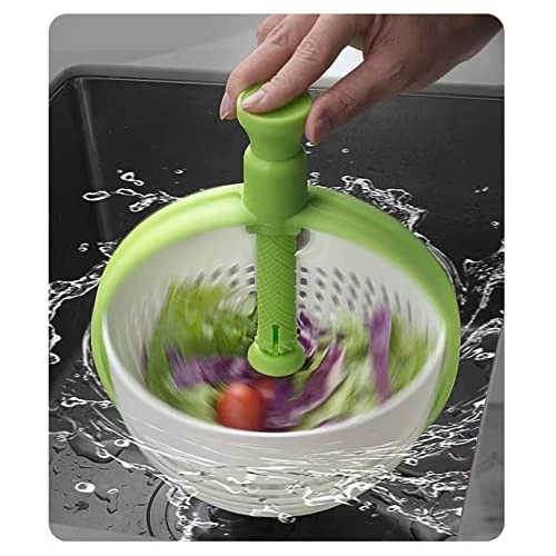 Salad Spinner, Manual Lettuce Washer And Dryer Pasta And Fries Spinner With Rotary Handle Quick And Easy Multi Use Lettuce Spinner For Fruit Vegetable Pasta Rotating Drain 3 Salad Spinner, Manual Lettuce Washer And Dryer Pasta And Fries Spinner With Rotary Handle Quick And Easy Multi Use Lettuce Spinner For Fruit Vegetable Pasta Rotating Drain - Image 3
