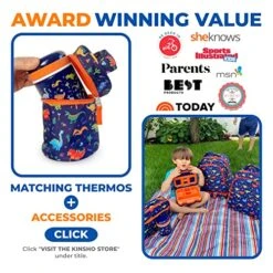 Dinosaur Lunch Box With For Boys With Ice Pack, Insulated Bag For Toddlers Kids Girls Baby Boy Daycare Pre-School Kindergarten, Container Boxes For Small Kid Snacks Lunches, BPA Free, Blue Orange Dino -Peugeot Shop 5110Dz056AL