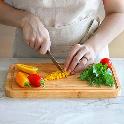 Bamboo Cutting Board With Juice Groove - Convenient Size 8”x13” | Extra Thick Board | Serving Tray | Food Plating - Kitchen Essentials For New Home 2 Bamboo Cutting Board With Juice Groove - Convenient Size 8”x13” | Extra Thick Board | Serving Tray | Food Plating - Kitchen Essentials For New Home - Image 2