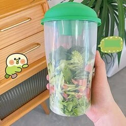 Keep Fit Salad Meal Shaker Cup,Salad Container For Lunch, Portable Fruit And Vegetable Salad Cups Container With Fork & Salad Dressing Holder (4Pcs-Mix) -Peugeot Shop 51142vE3ZVL