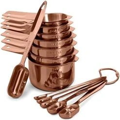 13-piece Measuring Cups And Spoons Set, 18/8 Stainless Steel Heavy Duty Ergonomic Handle With Ring Connector, Silver 28 13-piece Measuring Cups And Spoons Set, 18/8 Stainless Steel Heavy Duty Ergonomic Handle With Ring Connector, Silver -Peugeot Shop 51154ORNw1L. AC