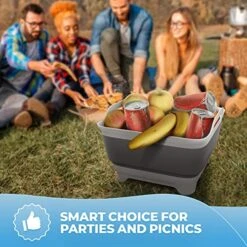 9L Collapsible Dish Tub Portable Sink, Folding Laundry Tub, Washing Basin With Draining Plug, Camping Dish Tub, Portable Wash Dish Basin. (Gray) -Peugeot Shop 511BzIMwsEL