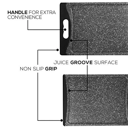 HEF GRIDS Durable Plastic XL Marble Cutting Board Set, Chopping Board Thick Plastic, For Vegetable Meat Or Cheese With Non-Slip Grip| Dishwasher Safe (3-pc Set, Multi) (Charcoal) 2 HEF GRIDS Durable Plastic XL Marble Cutting Board Set, Chopping Board Thick Plastic, For Vegetable Meat Or Cheese With Non-Slip Grip| Dishwasher Safe (3-pc Set, Multi) (Charcoal) - Image 2