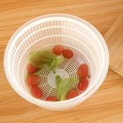 Milageto Manual Lettuce Dryer 3L Hand Crank Large Capacity Multiuse Salad Spinner Salad Bowl Strainer For Onion Pasta Fruit Cabbage Vegetables, White -Peugeot Shop 511MOjrv8hL