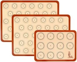 Baking Mat Macaron - Set Of 3 (2 Half Sheet Liners And 1 Quarter Sheet), Non Stick Silicon Cookie Oven Liner For Macaroons, Bake Pans, Pizza, Toaster, Cake And Bread Making (Red,Blue,Gray) -Peugeot Shop 511OucyIeCL. AC