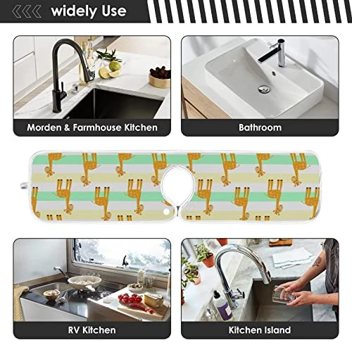Kcldeci 2 Pack Faucet Mat Splash Guard For Kitchen Sink,Giraffes Safari Stripes 14x5 Inch Faucet Handle Drip Catcher Tray Absorbent Mat Fast Dry Mat For Kitchen, Bathroom 6 Kcldeci 2 Pack Faucet Mat Splash Guard For Kitchen Sink,Giraffes Safari Stripes 14x5 Inch Faucet Handle Drip Catcher Tray Absorbent Mat Fast Dry Mat For Kitchen, Bathroom - Image 6