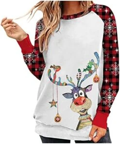 Womens 2022 Fall Fashion Tops Fall Crew Neck Sweatshirts Long Sleeve Christmas Print Fashion Pullover Top Streetwear -Peugeot Shop 511RnsWRfeL. AC