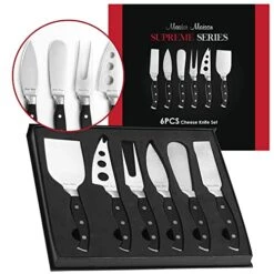 6-Piece Premium Cheese Knife Set | 6 Stainless Steel German Knives With Storage Box | Perfect For Charcuterie Boards And Cheese Platters | Charcuterie Accessories