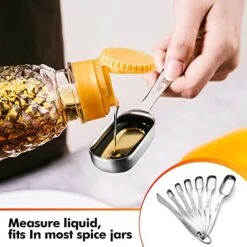 Heavy Duty Measuring Spoons Set Stainless Steel, Metal Measuring Cups And Spoons Set For Dry Or Liquid, Fits In Spice Jar, Home Gadgets Kitchen Gadgets, Set Of 7 Including Leveler -Peugeot Shop 511YbAGdnIL
