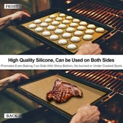 Silicone Baking Mats-Non Stick Cookie Sheet Macaron Mat Liner For Bake Pans & Rolling,Perfect Bakeware For Bread Making Pastry Cake Brioche Pizza Thick/BPA Free Set (2 Half Sheets &1 Quarter Sheet) -Peugeot Shop 511gk81ve8L
