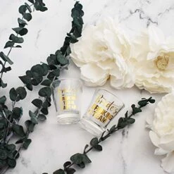 Bridesmaid Gifts - Set Of 7, Bride's Drinking Team Shot Glasses - 1.5 Oz, Pack Of 6 Bride's Drinking Team Member + 1 Bride's Drinking Team Captain - Bachelorette Party Favors - Gold Foil Print -Peugeot Shop 511mVKGQhZL