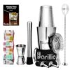 Ston Shaker Cocktail Shaker Set | Professional Bartender Kit With Weighted Martini Mixer, Hawthorne Strainer, Jigger, Mojito Muddler, Mixing Spoon & 2 Liquor Pourers……