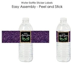 Mardi Gras - Masquerade Party Water Bottle Sticker Labels - Set Of 20