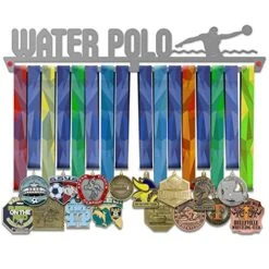 VICTORY HANGERS Water Polo Medal Hanger Display - Wall Mounted Award Metal Holder - 100% Stainless Steel Rack For Champions