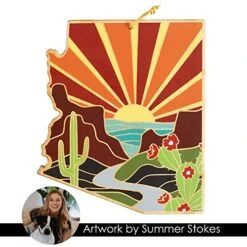 Arizona State Shaped Cutting Board And Charcuterie Serving Platter With Artwork By Summer Stokes, Includes Hang Tie For Wall Display -Peugeot Shop 51283N6hxGL