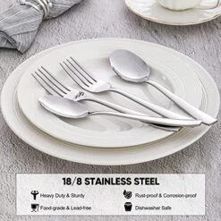 16-Piece Forks And Spoons Silverware Set, 8 Dinner Forks And 8 Dinner Spoons, 18/8 Stainless Steel Flatware Cutlery Set, Mirror Polished, Dishwasher Safe -Peugeot Shop 512GE12Ly2L