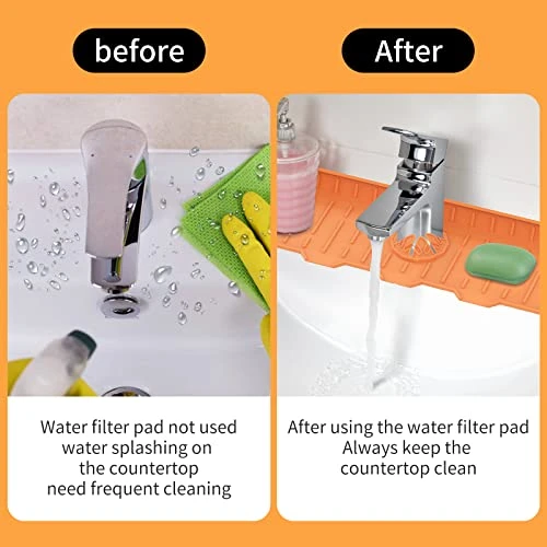 Faucet Mat For Kitchen Sink,Splash Guard Silicone Faucet Water Catcher Sink Mat,Rubber Drying Mat For Kitchen & Bathroom RV Countertop Drip Protector (Black) 3 Faucet Mat For Kitchen Sink,Splash Guard Silicone Faucet Water Catcher Sink Mat,Rubber Drying Mat For Kitchen & Bathroom RV Countertop Drip Protector (Black) - Image 3