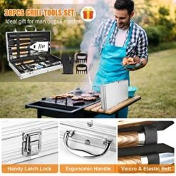 BBQ Grill Accessories Set, 38Pcs Stainless Steel Grill Tools Grilling Accessories With Aluminum Case, Thermometer, Grill Mats For Camping/Backyard Barbecue, Grill Utensils Set For Men Women 7 BBQ Grill Accessories Set, 38Pcs Stainless Steel Grill Tools Grilling Accessories With Aluminum Case, Thermometer, Grill Mats For Camping/Backyard Barbecue, Grill Utensils Set For Men Women -Peugeot Shop 512HWLme1uL