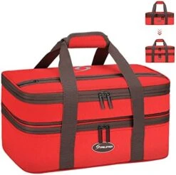 Insulated Casserole Carrier For Hot Or Cold Food,Expandable Lasagna Lugger Tote,Collapsible Leakproof Large Food Buds,Portable Tote For Party,Picnic,Camping,Vibrant Orange -Peugeot Shop 512KIPkciOL. AC