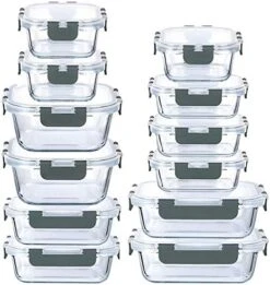 24-Piece Glass Food Storage Meal Prep Containers With Lids (Blue) -Peugeot Shop 512QBdUSS2L. AC