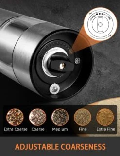 Electric Salt And Pepper Grinder Set Battery Operated, Automatic Refillable Stainless Steel Salt Grinder, 70ml Pepper Container, One Hand Operation, LED Light, Adjustable Coarseness, 2 Pack -Peugeot Shop 512QSAQ3SkL