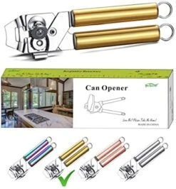 Can Opener, Stainless Steel Gold Handle Can Opener, Titainium Golden Plating Handle Can Opener Hand Held, Smooth Edge Manual Can Opener, Heavy Duty (Gold) -Peugeot Shop 512QvFYE6L. AC