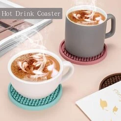 Silicone Coasters [6 Pack] Thickened Drink Coasters With Holder - Cup Mat - Non-Slip, Non-Stick, Stay Put, Deep Tray - Prevents Furniture And Tabletop Damages(Black) -Peugeot Shop 512XDTmTf9L