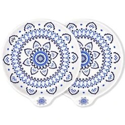 Blue Spoon Rest, Ceramic Spoon Holder For Stove Top, Kitchen, Countertop【SET OF TWO】