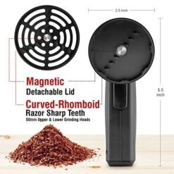 Auto9 2.5" Large Electric Grinder: Auto Spice Grinder With Auto Dispensing, Portable 4 Gram Capacity Grinder For Food Spices With Two-Direction Rocker Switch Block Free(Black) 8 Auto9 2.5" Large Electric Grinder: Auto Spice Grinder With Auto Dispensing, Portable 4 Gram Capacity Grinder For Food Spices With Two-Direction Rocker Switch Block Free(Black) -Peugeot Shop 512iyZCBgoL