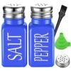 Lue Salt And Pepper Shaker Set For Blue Kitchen Decor And Accessories,Glass Salt And Pepper Shaker Set With Stainless Steel Lid,Suitable For Home Wedding Restaurant-Blue Salt And Pepper Shakers