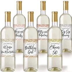 Printed Party 50th Birthday Wine Bottle Labels, Confetti, Set Of 6 7 Printed Party 50th Birthday Wine Bottle Labels, Confetti, Set Of 6 -Peugeot Shop 512wH3qTqLL