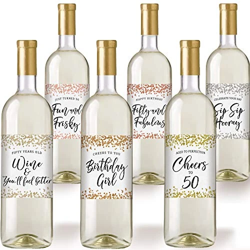 Printed Party 50th Birthday Wine Bottle Labels, Confetti, Set Of 6 3 Printed Party 50th Birthday Wine Bottle Labels, Confetti, Set Of 6 - Image 3