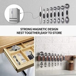 Ngeloo Measuring Spoons To Magnetic Measuring Spoons Set, Stackable Teaspoons Tablespoons,Stainless Steel,Double-sided Marked,Kitchen Gadgets Set Of 8 (Black) 6 Ngeloo Measuring Spoons To Magnetic Measuring Spoons Set, Stackable Teaspoons Tablespoons,Stainless Steel,Double-sided Marked,Kitchen Gadgets Set Of 8 (Black) -Peugeot Shop 512zRXltdZL
