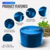 Metal Herb Grinder Knurled Top For Stronger Grip 3-Piece Large 2.7" (Blue)
