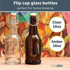 16 Ounce Clear Glass Flip Top Beer Bottles For Brewing - Beer, Kombucha, Soda, Juice - 12 Pack Glass Bottle For Fermentation, Storage, Drinking | A Family-Owned American Brand -Peugeot Shop 5136g5D2nIL