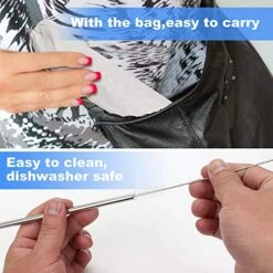 Set Of 20 10.5" Reusable Stainless Steel Straws Bent Reusable Straws With 20 Silicone Tips 5 Cleaning Brush 1 Travel Case Eco Friendly Extra Long Metal Straws Drinking For 20 24 30 Oz Tumbler -Peugeot Shop 513DA4lQikL