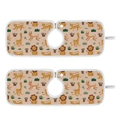 Kcldeci 2 Pack Faucet Mat Splash Guard For Kitchen Sink,Felines Lion Jaguar Funny Giraffe 30x5 Inch Faucet Handle Drip Catcher Tray Absorbent Mat Fast Dry Mat For Kitchen, Bathroom