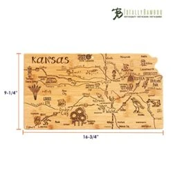 Destination Kansas State Shaped Serving And Cutting Board, Includes Hang Tie For Wall Display -Peugeot Shop 513NSxiCHUL