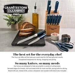 Stone Pro Nutriblade 14-Piece Knife Set For Kitchen With Knife Block, Premium Kitchen Knives Set For Kitchen, Chef Knife Set With Block, Complete Knifes Set, Ultra Sharp Stainless-Steel Blade 8 Stone Pro Nutriblade 14-Piece Knife Set For Kitchen With Knife Block, Premium Kitchen Knives Set For Kitchen, Chef Knife Set With Block, Complete Knifes Set, Ultra Sharp Stainless-Steel Blade -Peugeot Shop 513O3CBABDL