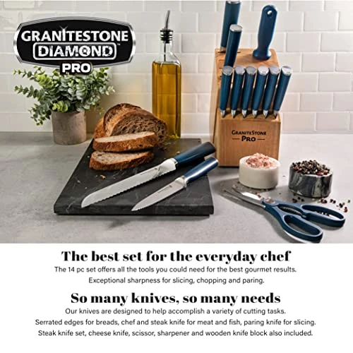 Stone Pro Nutriblade 14-Piece Knife Set For Kitchen With Knife Block, Premium Kitchen Knives Set For Kitchen, Chef Knife Set With Block, Complete Knifes Set, Ultra Sharp Stainless-Steel Blade 3 Stone Pro Nutriblade 14-Piece Knife Set For Kitchen With Knife Block, Premium Kitchen Knives Set For Kitchen, Chef Knife Set With Block, Complete Knifes Set, Ultra Sharp Stainless-Steel Blade - Image 3