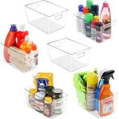 Pantry Organization And Storage Bins - Set Of 4 Large Pantry Organizer Bins - Clear Organizing Bins Or Clear Storage Bins For Organization - Fridge Organizer With Built In Handles -Peugeot Shop 513VpEkyevL. AC