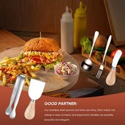 Charcuterie Board Accessories Spreader Knife Set Cheese Butter Spreader Knife Charcuterie Utensils With Wooden Handles Mini Serving Tongs Spoons Forks For Party Wedding Christmas (Silver, 20 Pieces) -Peugeot Shop 513YQtDkRDS