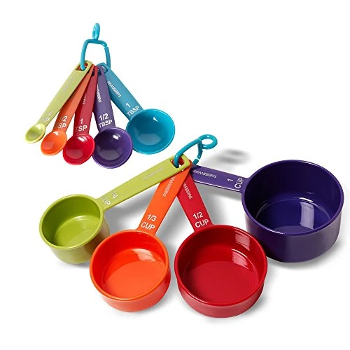 Color 9-Piece Plastic Measuring Cups And Spoons Set 1 Color 9-Piece Plastic Measuring Cups And Spoons Set