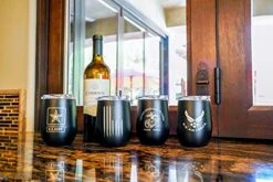 Air Force Steel Stemless Wine Glass Tumbler, 12 Oz Double Wall Vacuum Insulated Whiskey Tumbler With USAF Logo And Lid -Peugeot Shop 513bQG8uriS