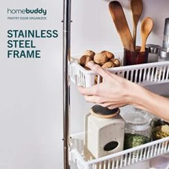 HomeBuddy Over The Door Pantry Organizer - 6 Basket Over Door Pantry Organizer, Sturdy Over The Door Spice Rack With 3 Sets Of Padded Hooks - Hanging Spice Rack For Pantry Door, Behind Door Storage -Peugeot Shop 513cGkcvewL