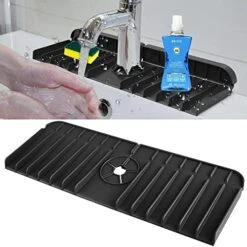 Silicone Sink Faucet Splash Guard, CLZWiiN Kitchen Faucet Water Catcher Mat Tray, Sink Draining Pad Behind Faucet, Absorbent Drying Mat For Kitchen & Bathroom Countertop Protect (Black) 12 Silicone Sink Faucet Splash Guard, CLZWiiN Kitchen Faucet Water Catcher Mat Tray, Sink Draining Pad Behind Faucet, Absorbent Drying Mat For Kitchen & Bathroom Countertop Protect (Black) -Peugeot Shop 513cyaQm0pL. AC
