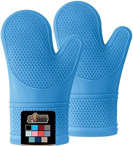 Heat And Slip Resistant Silicone Oven Mitts Set, Soft Cotton Lining, Waterproof, BPA-Free, Long Flexible Thick Gloves For Cooking, BBQ, Kitchen Mitt Potholders, Sets Of 2, 12.5 In, Black 9 Heat And Slip Resistant Silicone Oven Mitts Set, Soft Cotton Lining, Waterproof, BPA-Free, Long Flexible Thick Gloves For Cooking, BBQ, Kitchen Mitt Potholders, Sets Of 2, 12.5 In, Black - Image 9